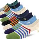 COOPLUS Mens No Show Socks Cotton Low Cut Non Slip Casual Socks Invisible Flat Boat Socks (8 Pairs) (One Size)