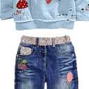 MAXIMGR Toddler Girl Clothes Baby Girl Outfits Cute Long Sleeve Cartoon Top + Jeans Pants Fall Winter Girls Clothing Sets
