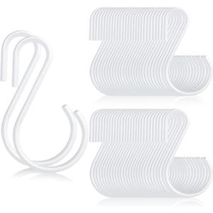 Sratte 120 Pcs S Hooks for Hanging 1.8 Inch Heavy Duty Stainless Steel S Hooks Bulk Curtain Hanging Connectors Mini S Shaped Hangers Ornament for Plants Pots Pans Mugs DIY Jewelry (White)