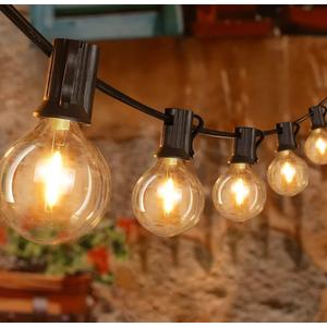 50FT Outdoor String Lights, Waterproof Connectable Shatterproof Outside Light with 25 Edison + 2 Spare LED Bulbs Plug in, Patio Lights for Indoor Balcony Porch Camping Deck