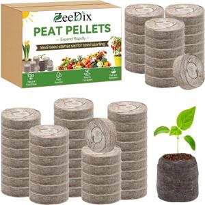 ZeeDix 50pcs 50mm Peat Pellets, Compressed Seed Starter Soil Peat Plugs Peat Pods Seed Starter Potting Soil Peat Moss Pellets Seed Pods for Planting Flowers Herbs and Vegetables
