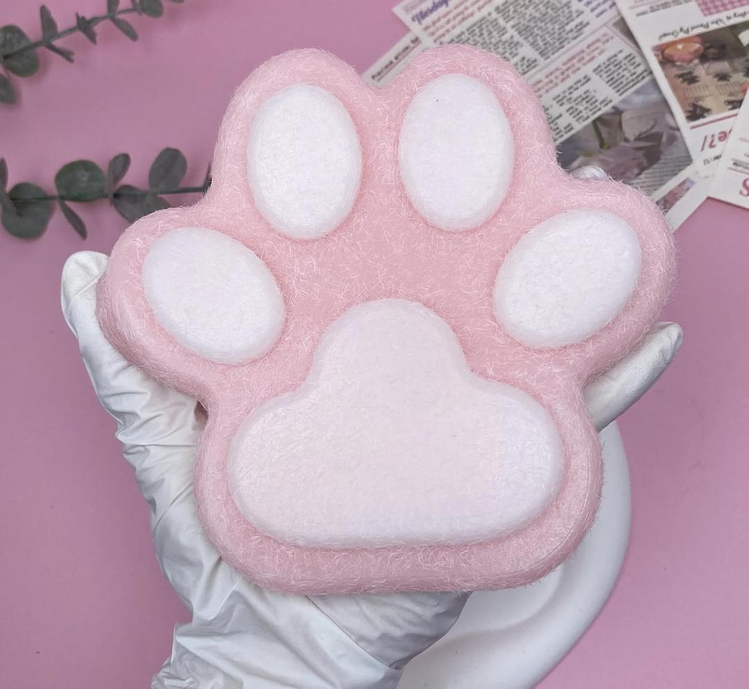 Cat Paw Squishy Big Fufu Squishies Giant Cat Paw Toy 5.5 Inch Large Paw Print Squishy Squeeze Toys Tangcii Pinch Family Silicone Stress Relief Cute Soft Sticky Toy for Adults Kids (Pink2)