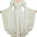 daizbella Medieval Renaissance Dress Fairy Elf Dress Retro Cinched Waist Medieval Costume, Medium
