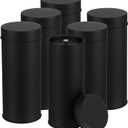 6 Pack Tea Tin Canister with Airtight Double Lids, 21 Fl Oz Tin Can Box and Large Round Kitchen Canisters for Loose Tea, Coffee, Candy and Spices(Black)