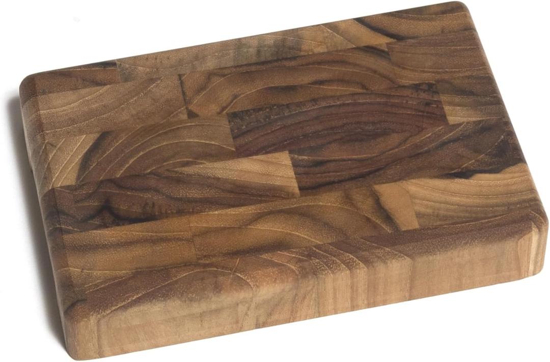 Lipper International 7217 Teak 6" End Grain Cutting Board with Cut Out Handles