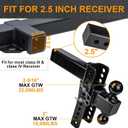 Adjustable Trailer Hitch for 2-1/2" Receiver 8" Drop/Rise, (20,000 LBS GTW)