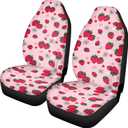 Strawberry Print Car Seat Covers for Women Ladies,Universal Bucket Front Seats Protector Fits for Car,SUV Sedan,Truck,2PCs Set