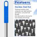Suclain 4 Pcs Clip on Dust Mop Handle with Chuck 51.18 Inch Stainless Steel Flexible Maneuvering Mop Stick Replacement for Home Restaurant Kitchen Office Bathroom Wood Laminate Tile Floor Cleaning