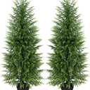 5ft Artificial Norfolk Pine Christmas Tree for Outdoor, 60in Real Touch Faux Norfolk Pine Christmas Tree with Black Pot for Indoor Outdoor Front Porch Home Xmas Decor, 2Pack