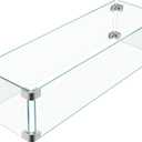23x7x5.5 Fire Pit Glass Flame Wind Guard,Thick Tempered Glass Rectanglar FirePit Flame Shield with Aluminium Clips,Clear Wind Gaurd Fence for Patio Fire Table