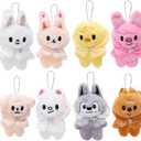 RHEETADA 8 PCS Skzoo Keychains 4 Inches SKZ Plush Keychains SKZ Set Key Handbag Pendants