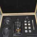 Whiskey Decanter Gift Set with Handcrafted Wooden Box, Twisted Bourbon Decanter, 2 Crystal Glasses, 8 Stainless Steel Ice Cubes, 2 Slate Coasters and Tongs, Whiskey Gifts for Men Dad