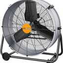 24-inch Industrial Drum Fan, High Velocity 8500CFM Heavy Duty Metal Floor Fan, Powerful 3 Speeds, Tiltable 360, UL Listed, for Garage, Barn, Factory, Warehouse, Workshop