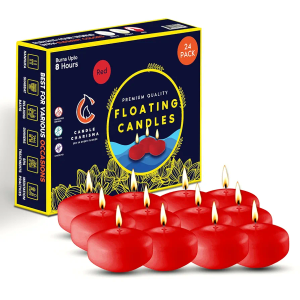 Candle Charisma Red Floating Candles 3 Inch (Set of 24) – 8-Hour Dripless, Smokeless Burn with Natural Flickering Flame – Perfect for Weddings, Centerpieces, Pool Nights & Special Events