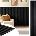 WPC Acoustic Slat Wall Panels 16-Pack 47.2'' x 6'', Accent 3D Wall Panel for Interior Wall Decor, Waterproof Fluted Textured Panel Wall Slats,Solid Black (Cover Approx.32 sq.ft)
