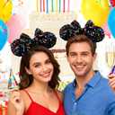 Glittery Mouse Ears Headband, Black, Colorful Sequins, Girls Costume Party Accessory; LM-H, One size fits all