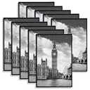 GOmaize Front Loading Black Picture Frame 5x7 Set of 10 Wall and Table Mounting