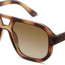 livho Trendy Polarized Square Aviator Sunglasses Women Men Square Eyewear Frame, Retro Sun Glasses for Women Men 2025 Shades (Vibrant Brown Tortoise/Brown)