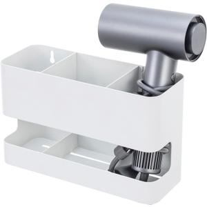 MyGift Modern Wall Mounted White Metal Hair Styling Tools and Accessories Heat Resistant Holder with 3 Slots, Salon Hot Tool Organizer Rack for Blow Dryer Straightener Curling Iron