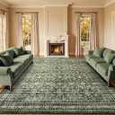 Lofus 9x12 Area Rug for Living Room,Green Washable Large Rugs with Non-Slip Backing,Soft Boho Carpets for Bedroom Dining Room Home Office Indoor Nursery