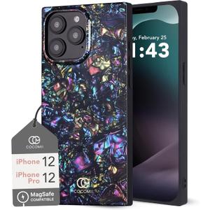 COCOMII Rectangle Case for iPhone 12/12 Pro, Compatible with MagSafe, Nebula Abalone Shell
