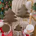 Lanpn Christmas Tree Pillows Set of 2, Christmas Decoration Narrow Stripes Winter Throw Pillow Soft Cute 3D Shaped Xmas Tree Throw Cushion for Sofa Bedroom Xmas Decor (18x16 inch, Brown)
