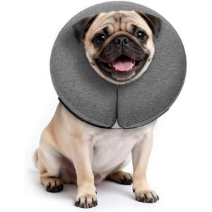 MIDOG Inflatable Dog Cone Collar – Soft Dog Cone Alternative After Surgery, Comfortable Recovery Neck Donut ECollar for Dogs and Cats to Stop Licking & Vision-Friendly (Grey,M)