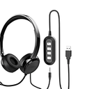 USB Headset with Microphone for PC Laptop, 3.5mm Headphone with Microphone Noise Canceling&Volume Control, Computer Headset with Mute for Skype MS Teams Online Conference, Black