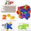 Gojmzo Alphabet Flash Cards, ABC Learning Toys for Kids 3-5, Wooden Letters Number Blocks Sight Words Matching Game, Toddler Preschool Learning Activities, Montessori Educational Toys for 3+ Year Old
