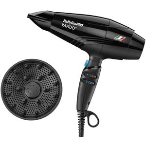 BaBylissPRO Hair Dryer, Nano Titanium Rapido 2000-Watt Blow Dryer, Hair Styling & Appliances, Black, BRAP1