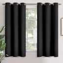 YoungsTex Black Blackout Curtains 63 Inch Length for Bedroom, Thermal Insulated Drapes with Grommet Room Darkening Privacy for Living Room, 2 Panels, 42 x 63 Inch