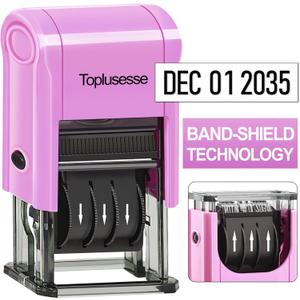 Date Stamp Self Inking Dater Stamp for Business 12 Year Band Purple Mount Black Ink 2024-2035