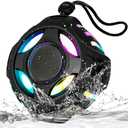 comiso Waterproof Speaker with Robust Bass, Shower Speaker with Dynamic Light, TWS Mode, Loud HD Sound, IP67 Waterproof, 2000mAh, Portable Wireless Speakers for Home, Outdoor/Kayak, Gift for Unisex.