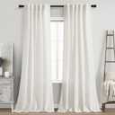 Nanspring Beige White Linen Curtains 96 Inches Long for Living Room Privacy Light Filtering Semi Sheer Curtain Back Tab and Rod Pocket Coastal Decor Drapes for Bedroom Dinner 40 X 96, 2 Panels