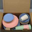 Homienly 40-Piece Dinnerwave Sets, Service for 8, Wheat Straw Dinnerware Set - Plates and Bowls Set with Cups, Lightweight Microwave and Dishwasher Safe Dish Set for Dinner, Outdoor - Multi Light