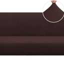 Stretch Armless Futon Cover Futon Slipcover Full Queen Size Futon Couch Cover Futon Sofa Cover Futon Bed Cover Furniture Protector with Elastic Bottom, Checked Pattern Jacquard (Futon, Brown)