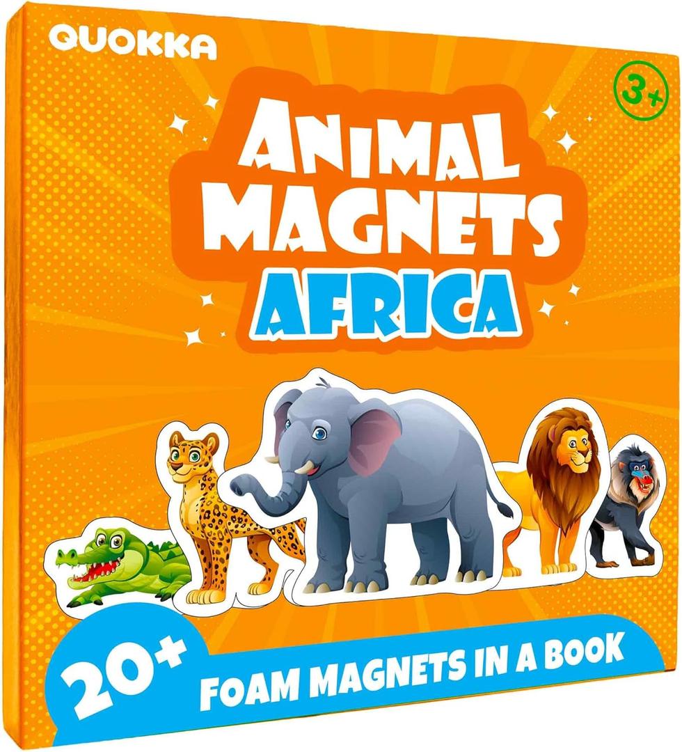 QUOKKA Travel Magnetic Puzzles for Toddlers 1-3  20+Pcs Africa Game with Extra-Long Play Book  Fun Travel Game Toy for Kids Ages 3-5  Strong Magnets for Car Activities  Fun Toddler Puzzle Ages 2-4