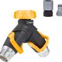 Melnor 65170AMZ 2 Way Lever Flow Through Valve Connector Bundle, Yellow, Black