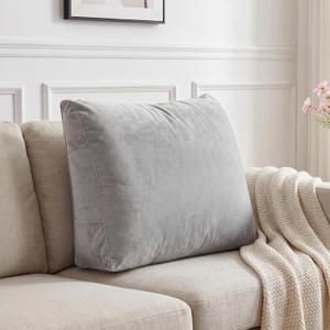 Daneey Back Pillow for Sitting in Bed, Back Support Pillow for Couch, Removable Velvet Cover, Gray, 23.5*5*20 Inches