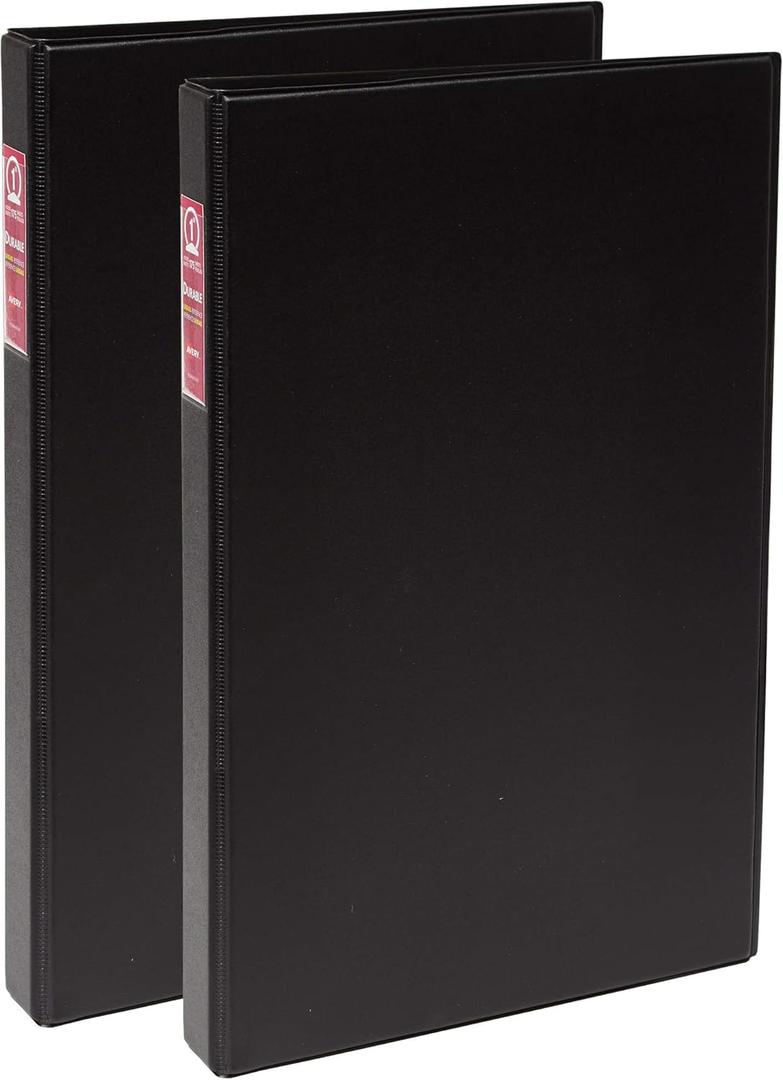 Avery Legal-Size Durable 3 Ring Binders, 1" Round Rings, Holds 8.5" x 14" Paper, Black, (17709)
