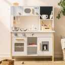 ROBOTIME Play Kitchen for Kids, Wooden Kids Play Kitchen Playset with Cutting Toy Food Set, Toaster and Toddler Gardening Sets- Toddlers Play Kitchen Gifts for Boys and Girls Ages 3+, 38.5 X 5.31 X 18.7 Inches