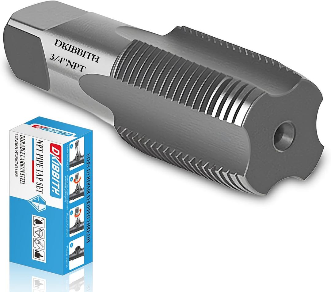 DKIBBITH 3/4" NPT Pipe Tap Carbon Steel Hand Threading Tool for Assorted Plumbers Mechanics DIY Thread cutting tools.