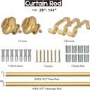 Gold Curtain Rods for Windows 72 to 144 Inches Adjustable Decorative 1 Inch Diameter Single Window Curtain Rod Set with Classic Finials, Gold Finishing