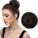 SARLA Dark Brown Hair Buns Extension Drawstring Updo Donut Chignon Straight Synthetic Fake Ballet Bun for Women Girls Lady