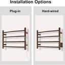 Towel Warmer with Built-in Timer Bathroom Wall Mounted Bath Towel Heater Plug-in Electric Heated Towel Rack Stainless Steel Curved Round Oil Rubbed Drying Rack 16.54x23.62x5.51 inches ORB