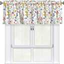 Spring Valances for Windows - Floral Cafe Curtains Colorful Flower Short Curtains for Living Room Bathroom Bedroom Basement