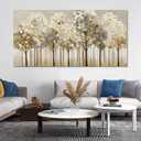 SSNEEKNDG Large Gold Forest Wall Art for Living Room Tree Picture Brown Wall Decor Modern Landscape Artwork for Bedroom Home Office Kitchen Canvas Prints Ready to Hang 29"x58"