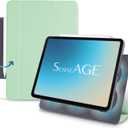 SenseAGE Magnetic Folio Stand for iPad Pro 11"/iPad Air 4th & 5th 10.9", TriFold Tablet Stand, Detachable, Compatible with Pencil 2, Ultra Slim Hard Cover with Strong Magnetic Attachment, Green 