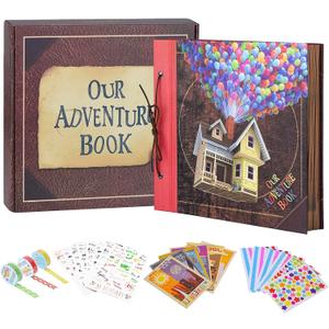 Scrapbook Photo Album, Our Adventure Scrap Book, 12 Inches by Inches Embossed Words Hard Cover Movie Up Travel Scrapbook for Anniversary, Wedding, Travelling, Baby Shower, etc. (Scrapbook-Balloon)