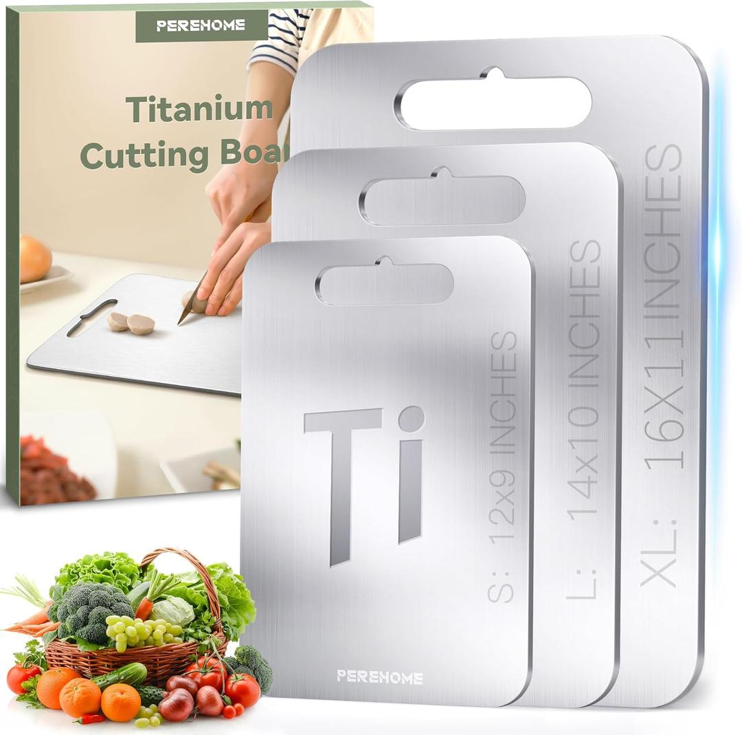 3pcs Titanium Cutting Board for Kitchen, Cutting Board Double Sided Food Grade, Chopping Boards with Handle, Dishwasher Safe, Cutting Boards For Meats, Fruits, Vegetables, Christmas Gifts
